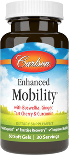 Carlson - Enhanced Mobility, Botanical Joint Support, Boswellia, Tart Cherry, Curcumin, Ginger, 60 Softgels