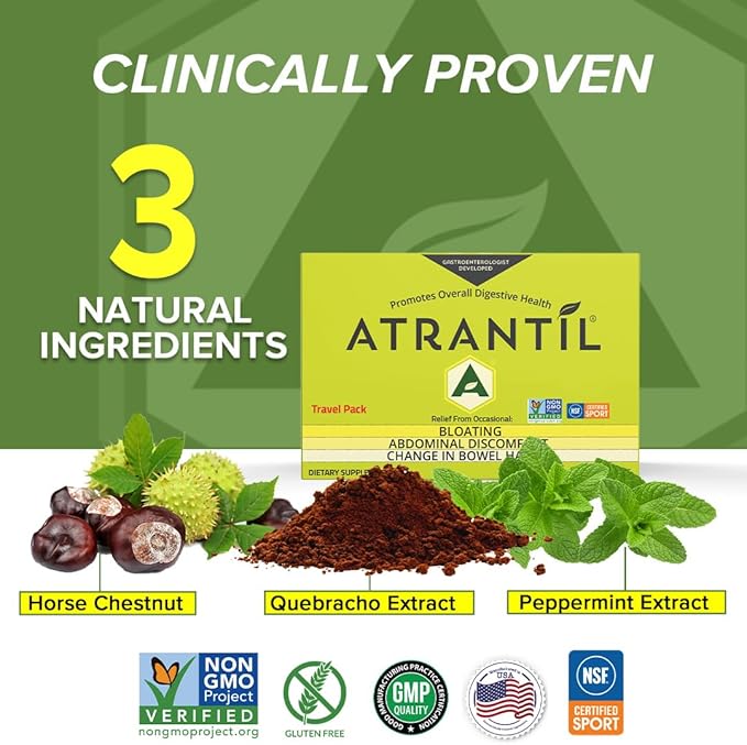 Atrantil Travel Pack (20 Count): Bloating, Abdominal Discomfort, and Change in Bowel Habits