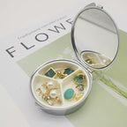 Bling Pill Case for Purse Medicine Vitamin Container Holder Pocket Pill Case Round Medicine Organizer for Vitamin/Fish Oils/Supplement Travel Medicine Kit (3 Compartment Silver)