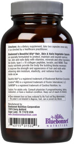 Bluebonnet Nutrition Beautiful Ally Hair, Skin & Nails, Hydrolyzed Collagen from Grass Fed Cows, Collagen Peptides Type 1 & 3, Non GMO, Gluten Free, Soy Free, Milk Free, 90 Vegetable Capsules