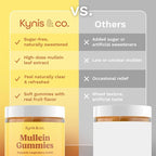 Kynis & co. Mullein Gummies for Overall Wellness – Mullein Leaf Extract, Quercetin, Bromelain, Ashwagandha, Vitamin C & D – Passion Fruit & Raspberry Flavor – 60 Gummies