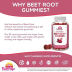 Flamingo Supplements Sugar Free Nitric Oxide Beet Root Gummies - Beet Root Chewables for Athletic Performance, Nitric Oxide Booster, Energy, Blood Flow and Circulation - 90 Beets Root Gummy Chews.