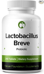 Natural Foundation Supplements Lactobacillus Breve Probiotic Supplement 240 Tablets 3 Billion CFU Probiotics for Men & Women Supports Intestinal Digestive & Gut Health (240, Lactobacillus Breve)