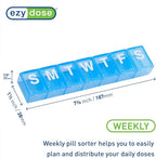 EZY DOSE Weekly 7-Day Pill Organizer, X-Large Vitamin and Medicine Box, Spacious Compartments for Pills and Supplements, Durable Design, Easy-Open Lids, Perfect for Home and Travel Use, Blue