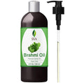 SVA Brahmi Oil - 8 Fl Oz – 100% Natural Cold Pressed Brahmi Oil - for Face, Skin Care, Hair Care, Scalp Massage & Body Massage – Carrier Oil with Pump