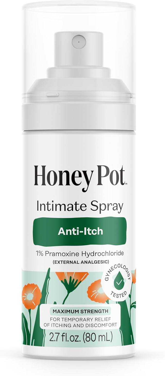 The Honey Pot Company - Feminine Anti-Itch Spray - At Home or On the Go Medicated to Relieve Itch and Irritation. Maximum Strength - 2.71 fl. Oz.