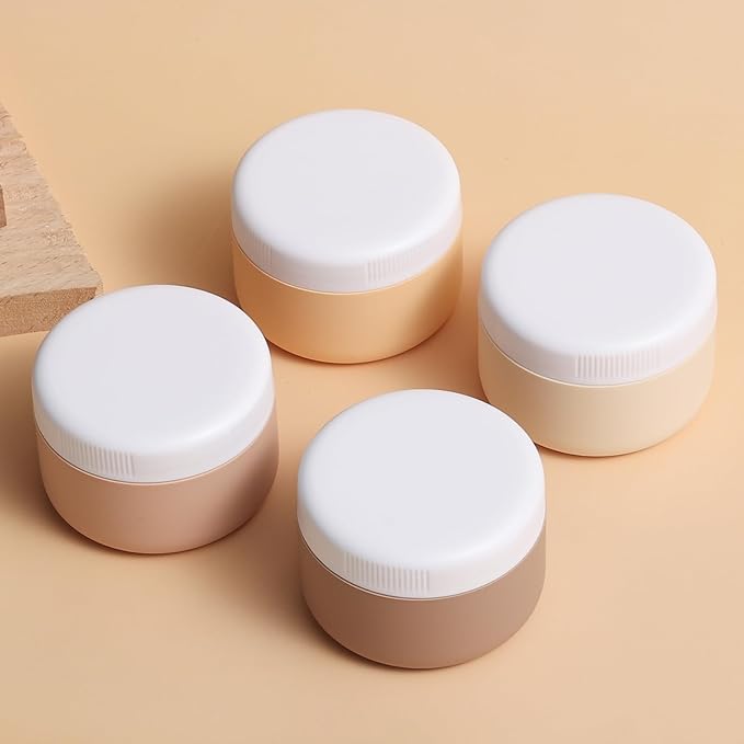 kuangre Travel Containers for Toiletries, Silicone Cream Jars BPA-Free, Leak-proof 2oz Travel Size Containers, Portable Size Silicone Jars with Lid for Cosmetic Face Hand Body Cream (4 Pack)