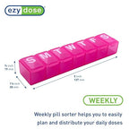 EZY DOSE Weekly (7-Day) Daily Pill Organizer, Vitamin Planner, Medicine Container, Case for Supplements and Fish Oils, Convenient and Easy to Use, Medium Compartments, Travel Friendly, Pink, BPA Free