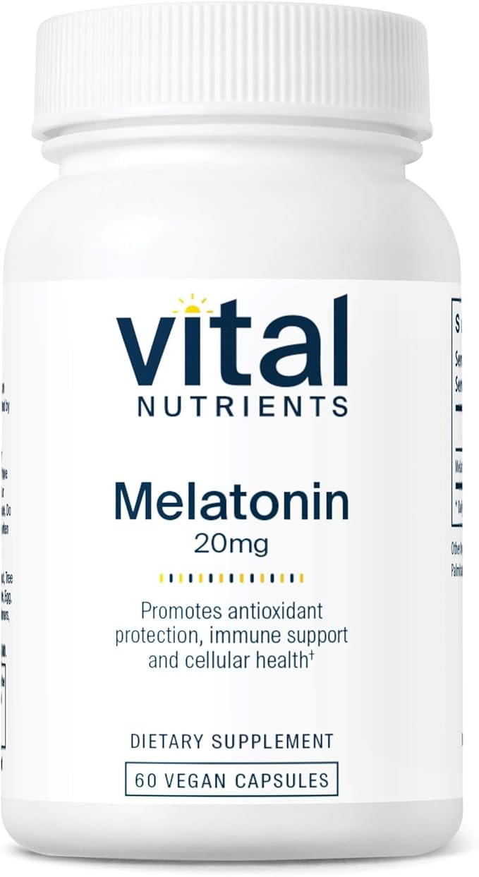Vital Nutrients Melatonin 20mg - Vegan - Sleep Supplement to Support the Body's Natural Sleep Cycle* - Gluten, Dairy, Soy Free - 60 Capsules
