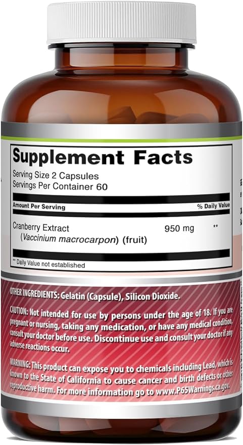 Amazing Formulas Cranberry Extract | 950 Mg Per Serving | 120 Capsules Supplement | Non-GMO, Gluten Free, Made in USA