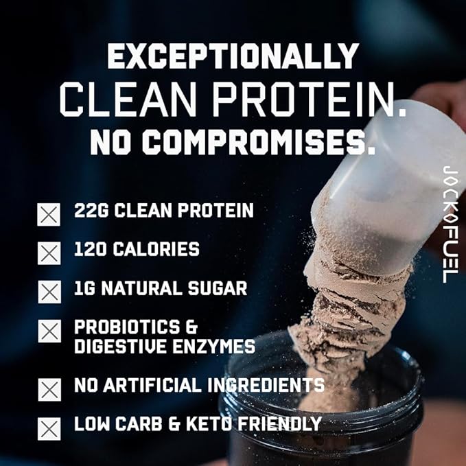 Jocko Fuel Whey Protein Powder, Strawberry Milkshake, 22g Protein, Digestive Enzymes + Probiotic Blend, No Sugar Added, with Essential Amino Acids + Electrolyte Minerals, 27 Servings