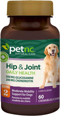 Petnc Level-2 Hip & Joint Health Supplement for Adult Dogs (60 Count), 500mg Glucosamine, 200mg Chondroitin, 50mg MSM, & 6mg Hyaluronic Acid, Includes Vitamin C & Manganese, Liver Flavor