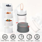 Ysglory 3 Packs Protein Powder Storage Container 4 Stackable Formula Dispenser Portable Protein Powder Travel Container Milk Powder Container to Go for Workout, Fitness, Travel (Gray,White,Pink)