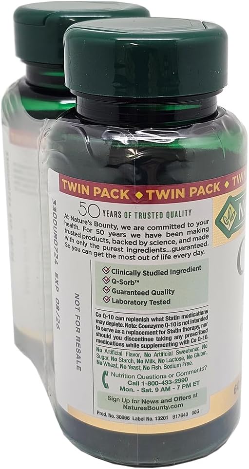 Nature's Bounty CoQ10 100mg Twin Pack, 60 Count, 2 Pack