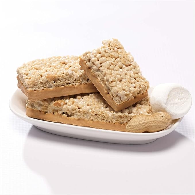 Protein Crispy Rice Treats, 15g Protein, 3g-7g Net Carbs, Low Carb, Fluffy, Soft, Chewy, Gluten Free, High Fiber, Keto-Friendly, No Aftertaste (Fluffy Peanut Butter, 1 Pack)