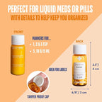 Travel Size Bottles for Medicines (Liquid or Pills) Carrying Case - Amber 3 Pack
