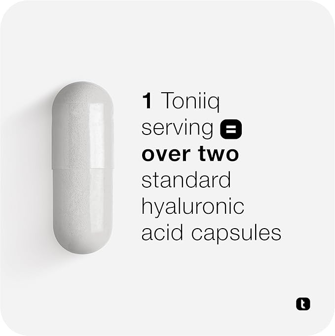 Toniiq Hyaluronic Acid Supplements – Lab Tested 95% Ultra High Purity – Fermented and Bioavailable with Vitamin C – Third Party Lab Tested – 180 Capsules
