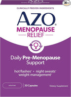 AZO® Daily Pre-Menopause Relief Perimenopause Supplements for Women, Hot Flash, Night Sweat and Healthy Weight Management Support* - 30 Count