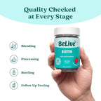 BeLive Biotin Gummies - Skin, Nails & Hair Vitamins with A, C, D, E, B12, Zinc, Folate & Inositol, Biotin Supplement for Anti-Aging, Energy & Collagen Boost, Multivitamin Gummies - Strawberry | 3-Pack