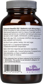 Bluebonnet Nutrition Beautiful Ally Hyaluronic Acid 100mg, Nurture Radiant Skin*, Non-GMO, Gluten-Free, Soy-Free, 90 Softgels, 90 Servings