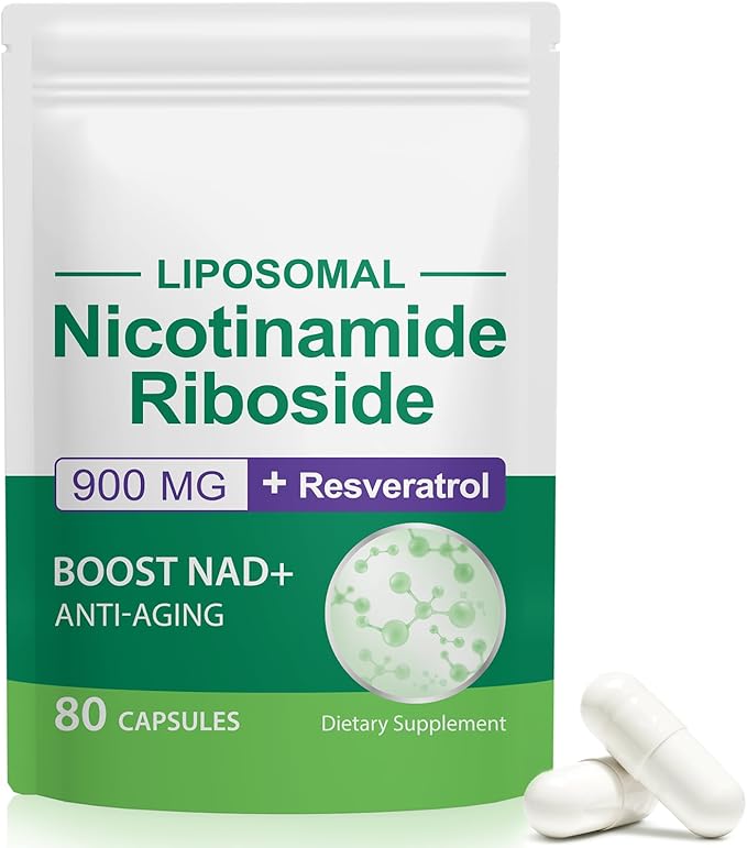 NAD Supplement, NAD+ Nicotinamide Riboside Resveratrol 900mg, Dietary Supplement for Healthy Cellular Function, NAD+ Fuels Cellular Defense and Cctivates Anti-Aging Genes 80 Capsules