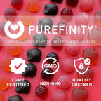 PUREFINITY Elderberry Gummies with Sambucus, Vitamin C, and Zinc – Your Perfect Daily 3-in-1 Supplement for Kids & Adults – Gluten Free, Non-GMO, Vegan, 60 Count