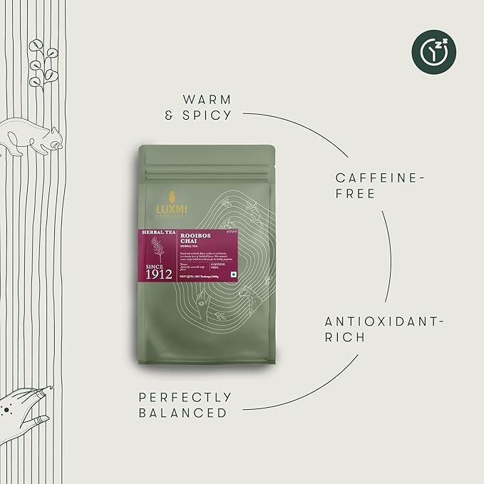 Luxmi Estates Rooibos Chai Organic Rooibos Tea with Spices (50 Tea Bags) Caffeine Free Tea Bags For Relaxing, Calming, and Stress Relief, With Certified Organic Rooibos Tea