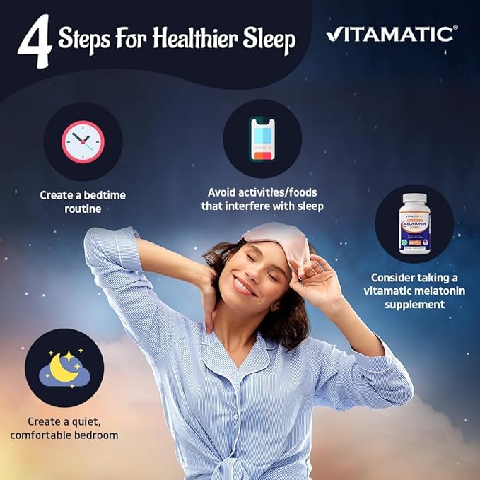 Vitamatic Melatonin 20 mg Tablets | Vegetarian, Non-GMO, Gluten Free | 1 Year Supply | Natural Berry Flavor - 365 Tablets (Pack of 2)