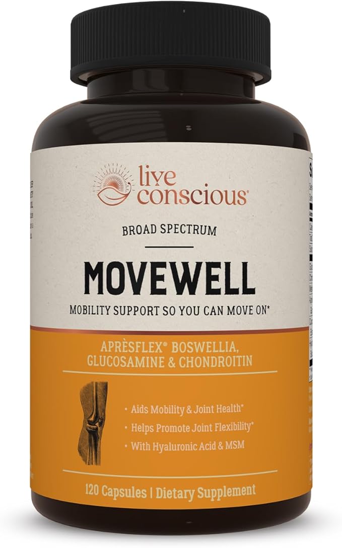Live Conscious Glucosamine Chondroitin with MSM, Hyaluronic Acid, and More - MoveWell Joint Health Supplement
