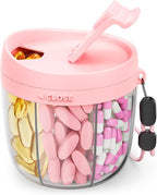 AMOOS Cute Pill Dispenser with 7 Compartments, Pill Bottle Organizer with Anti-Mix Design, Portable Pill Organizer for Travel with Wide Mouth for Easy Access, BPA-Free Patented Pill Container, Pink