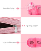 AMOOS Cute Pill Organizer 2 Times a Day, PU Leather Pill Case for Women, Portable Weekly Pill Box for Purse with Storage Bag to Hold Vitamins, Medications, Fish Oils, Supplements (Pink)