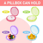 4 Pcs Mini Pill Organizer Small Pill Box Cute Portable Pill Case for Pocket Purse Travel Storage Containers Earplug Case Medicine Dispenser Vitamin Holder(Blue+Pink+Purple+Green)