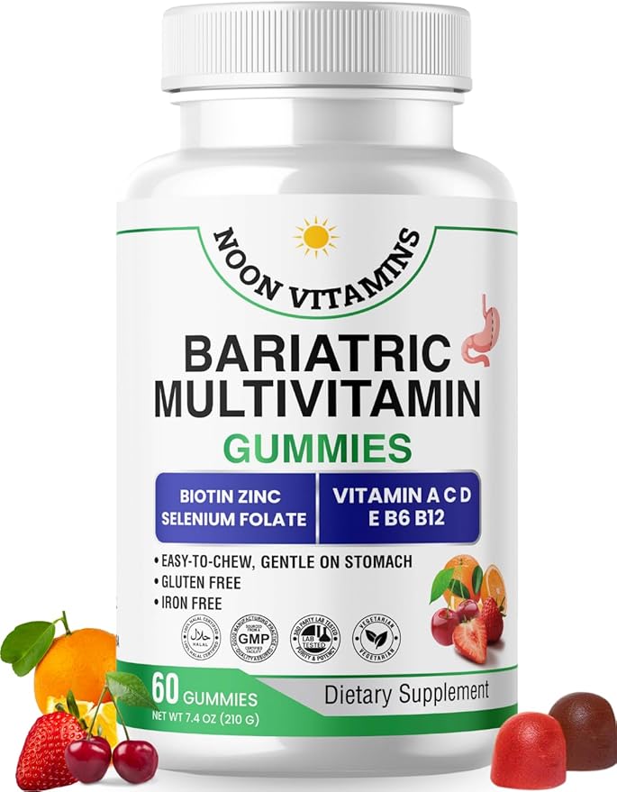 Bariatric Multivitamin Gummies | High Potency Iron Free with Methylated B12 & Folate | Daily Nutritional Support for Bariatric Lifestyle | Women & Men | 60 Gummies (30-Day Supply) | Halal Certified