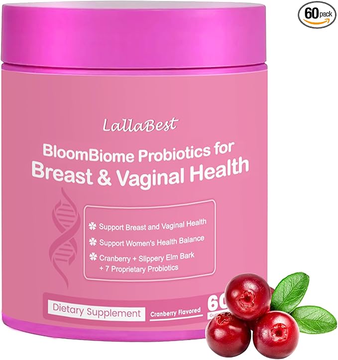 Vagina & Breast Probiotic Gummies for Women,with Slippery Elm Cranberry Extract,Supports Women’s Wellness & PH Balance,Clean,60 Gummies