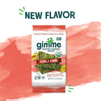 Gimme Seaweed Organic Premium Roasted Seaweed Snacks, Chili Lime, 6 Count, Keto, Vegan, Gluten-Free, Great Source of Omega3s and Iodine, Healthy On-The-Go Snack for Kids and Adults