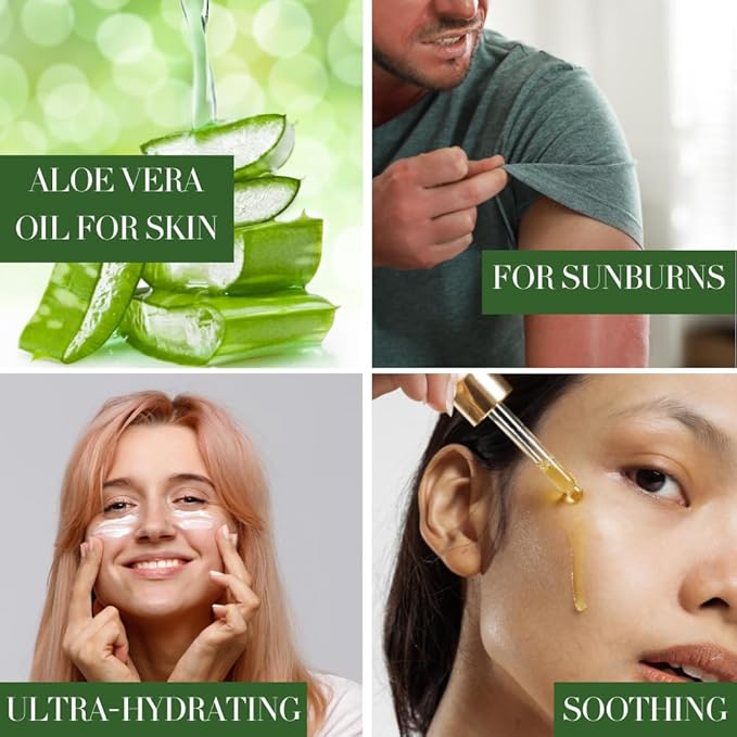 GreenHealth Aloe Vera Oil – 4 fl oz | Natural Carrier Oil for Skin, Hair & Massage | Lightweight Moisturizer for Aromatherapy, DIY Skincare & Body Oil | Clear Plastic Bottle