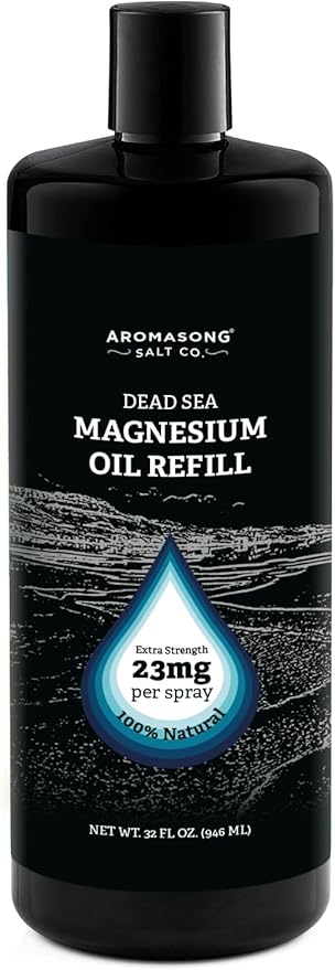 Aromasong Magnesium Spray - Extra Strength (23mg in Each Spritz) 32 Oz Refill Bottle, Natural and Pure Magnesium Oil Spray - Made in The USA - for Leg Discomfort and Promotes a Calm Sleep