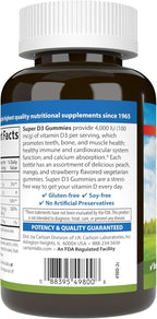 Carlson - Super D3 Gummies 4,000 IU (100 mcg), Bone Health, Immune Support & Calcium Absorption, Natural Fruit Flavors, 120 Vegetarian Gummies