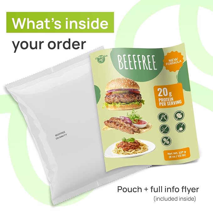 Creative Pea Plant-Based Beef Style Meat Mix | High Protein Shelf-Stable Vegan Protein | Pea Protein | Just Add Water & Oil | For Burgers, Tacos, Meatballs & Crumbles | Gluten-Free | 227g