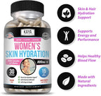 Kaya Naturals Skin Hydration Vitamins - Female Pills - Skin Enhancer Capsules -Hydration Booster for Women - Promotes Increased Energy, Mood & Stamina - Reduction in Dryness - 30 Veggie Capsules