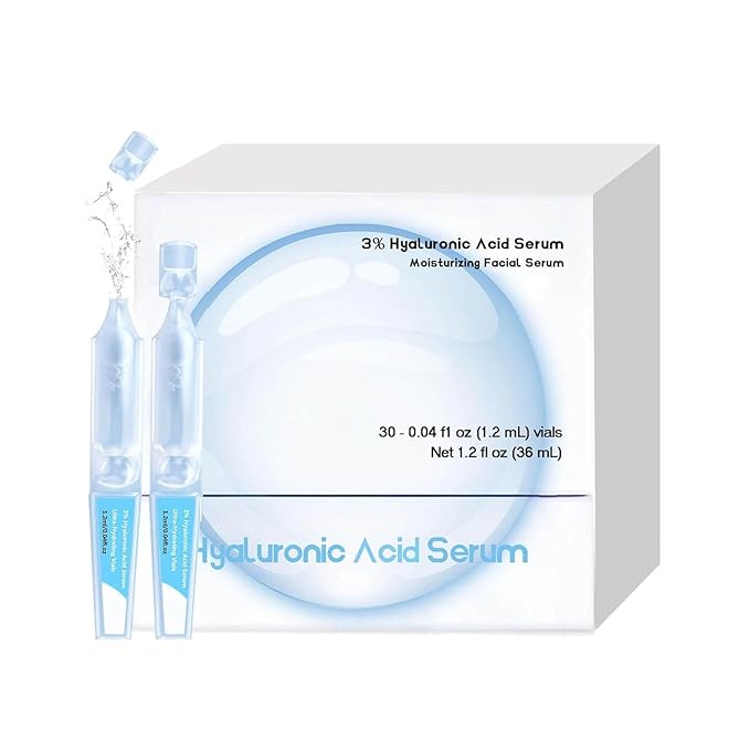 30PCS Ultra Hydrating Serum 3% - Hyaluronic Acid Smoother Face Serum, Enriched Hyaluronic Acid, Collagen, Vitamin E Moisturizing, Plump, Fine Lines, Wrinkles, Repair for All Skin