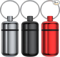 Urekt 3 Pack Small Pill Box, Airtight Aluminum Alloy Pill Organizer Travel Pill Case for Purse Portable Medicine Box Bottle for Medication, Fish Oil, Supplements Storage