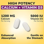 Vitalibre Calcium Supplements for Women - Calcium 1200 mg with Vitamin D3 5000IU, Bone Strength Density, Enhanced Absorption Stomach - Friendly Gentle, No Gluten, No Soy, Non GMO, 200 Coated Tablets