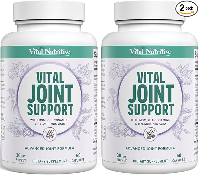 VITAL NUTRITIVE Joint Support Supplement for Men and Women – Glucosamine, MSM, Hyaluronic Acid, and Turmeric – Supports Joint Health – 60 Days Supply