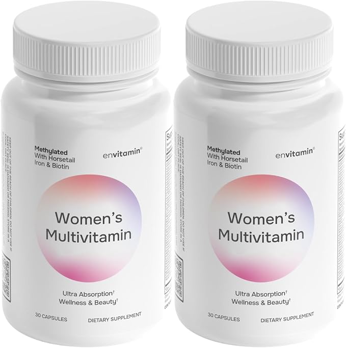 Womens Methylated Multivitamin Multimineral Horsetail, Iron, Biotin Complex with L Methylfolate for Ultra Absorption (2 Pack)