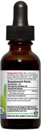 Oregon's Wild Harvest 1:1 Organic Black Cohosh Extract, 1 Fluid Ounce