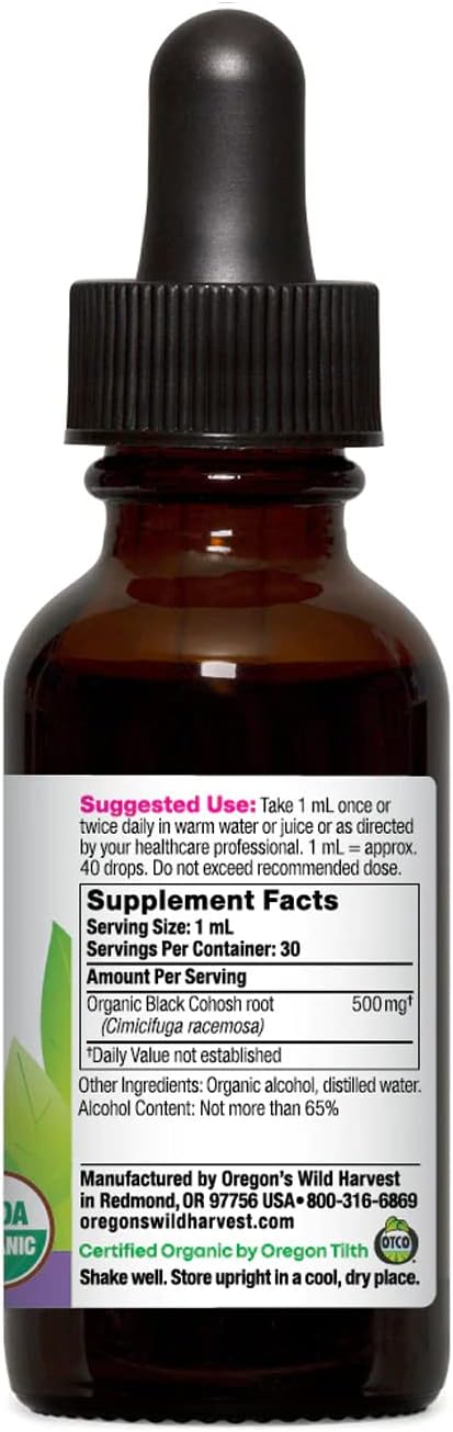 Oregon's Wild Harvest 1:1 Organic Black Cohosh Extract, 1 Fluid Ounce