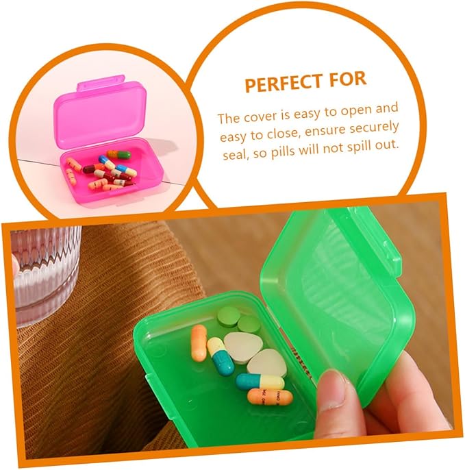 4pcs Small Plastic Travel Pill Boxes with Tight Seal Portable Vitamin Organizer for Daily Medicine Storage Multi Color Mini Rectangular Containers for Jewelry and Small Items