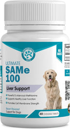 Wanderfound Pets Same 100 Liver Support for Dogs - Same S-Adenosyl-L-Methionine Hepatic Supplement for Liver & Brain Support - Bacon Flavored Sam E, Manufactured in the USA - 30 Chewable Tablets
