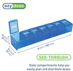 EZY DOSE Weekly (7-Day) Daily Pill Case, Medicine Planner, Vitamin Organizer, Supplement Container, Convenient and Easy to Use, Large Compartments, Travel Friendly, Blue, Made in the USA, BPA Free